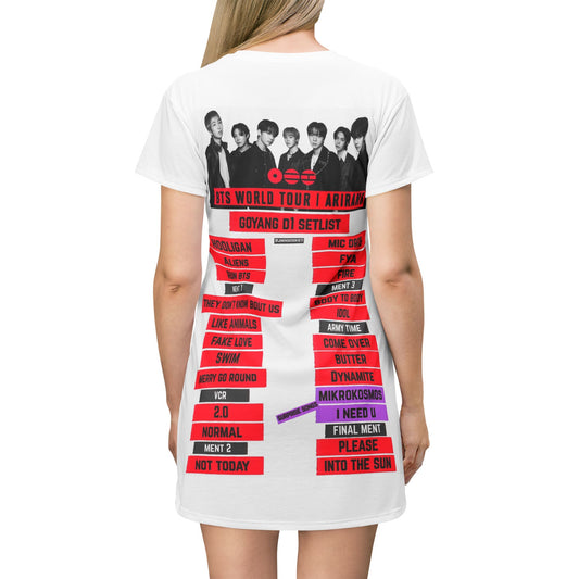 BTS Arirang Tour T-Shirt Dress – 'We Missed You' K‑Pop Fan Dress with Setlist Back Print