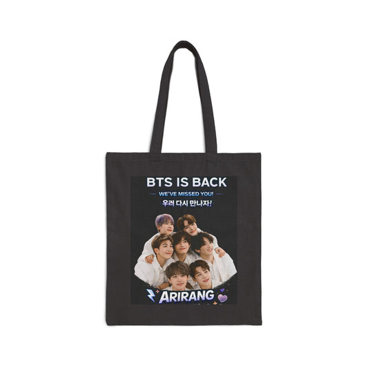 BTS Is Back Cotton Canvas Tote — ARIRANG K-Pop Fan Bag